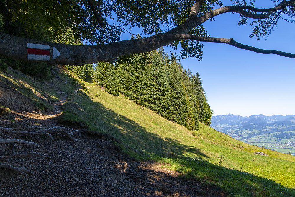 Auf Wanderwegen geht es am Kamm entlang abwärts